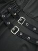 Plus Size Straps Buckle Grommets Ruched Solid Lace Trim Tank Top -  