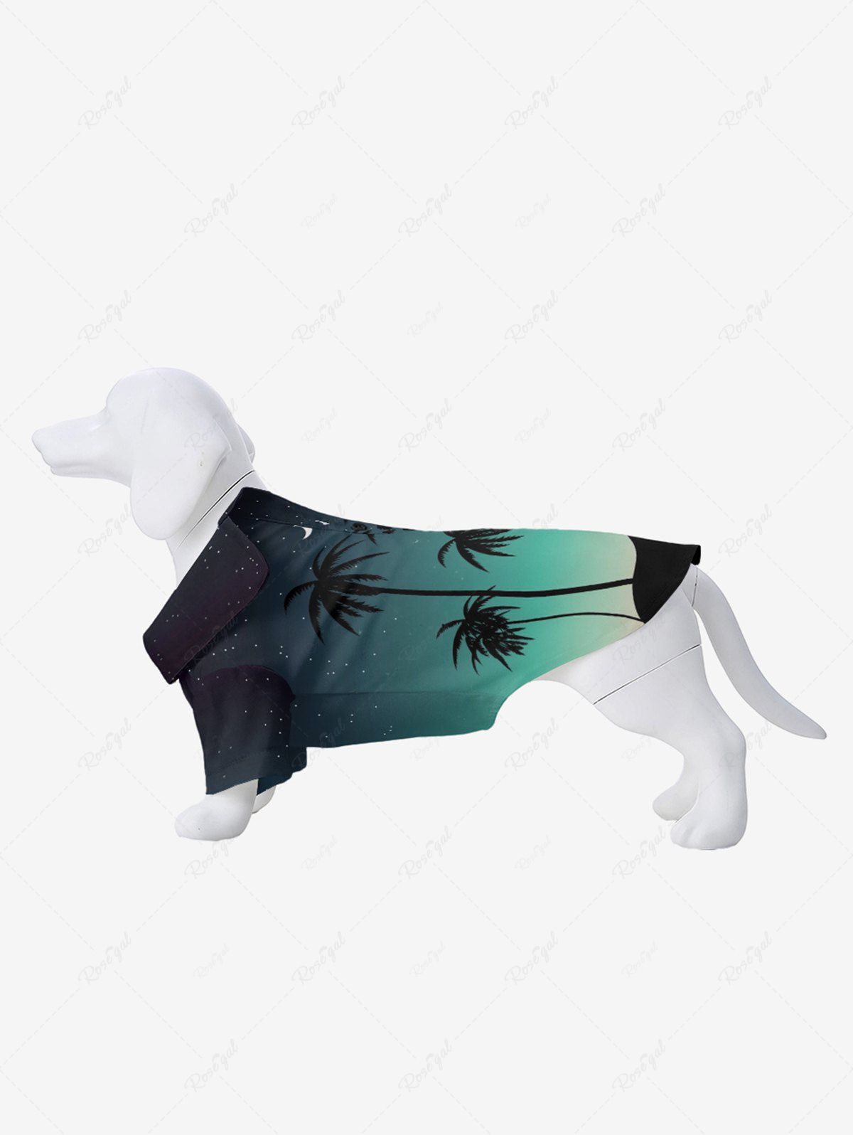 Affordable Pet's Coconut Tree Beach Ombre Galaxy Print Hawaii Button Shirt  