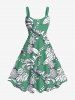 Tenue de plage hawaïenne assortie grande taille à imprimé feuilles tropicales et branches d'ananas pour couples - Vert 