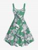 Tenue de plage hawaïenne assortie grande taille à imprimé feuilles tropicales et branches d'ananas pour couples - Vert 