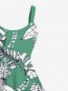 Tenue de plage hawaïenne assortie grande taille à imprimé feuilles tropicales et branches d'ananas pour couples - Vert 