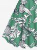 Tenue de plage hawaïenne assortie grande taille à imprimé feuilles tropicales et branches d'ananas pour couples - Vert 