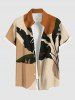 Tropical Leaf Colorblock Print Plus Size Matching Hawaii Beach Outfit For Couples -  