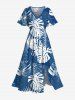 Tropical Leaf Dots Print Plus Size Matching Hawaii Beach Outfit For Couples - Bleu 