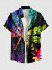 Colorful Maple Floral Pattern Print Plus Size Matching Hawaii Beach Outfit For Couples -  