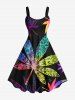 Colorful Maple Floral Pattern Print Plus Size Matching Hawaii Beach Outfit For Couples -  