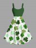 Plaid Four Leaf Clover Pin Dot Print St. Patrick's Day Plus Size Matching Hawaii Beach Outfit For Couples -  