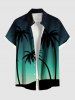 Short de Plage Transparent Ombré Imprimé Cocotier et Galaxie Grande Taille pour Couple - Vert profond 