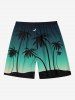 Short de Plage Transparent Ombré Imprimé Cocotier et Galaxie Grande Taille pour Couple - Vert profond 