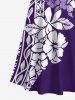 Maxi Robe D'Entraînement Croisée Fleur Feuille Tropicale Imprimée à Epaule Dénudée de Grande Taille - Pourpre  6X