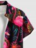 Chemise Imprimé Flamant et Feuille Tropicale à Boutons Grande Taille avec Poche pour Homme - Rose clair 4XL