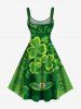 Plus Size St. Patrick's Day Hat Clover Leaf Print Tank Dress -  