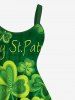Plus Size St. Patrick's Day Hat Clover Leaf Print Tank Dress -  