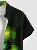 Plus Size St. Patrick's Day Clover Leaf Glitter 3D Print Buttons Pocket Shirt For Men -  