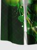 Plus Size St. Patrick's Day Clover Leaf Glitter 3D Print Buttons Pocket Shirt For Men -  
