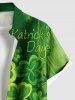 Plus Size St. Patrick's Day Hat Clover Leaf Print Buttons Pocket Shirt For Men -  