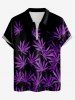 Plus Size Maple Leaf Print Zipper Hawaii Polo Shirt For Men -  