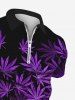 Plus Size Maple Leaf Print Zipper Hawaii Polo Shirt For Men -  