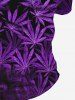 Plus Size Maple Leaf Print Zipper Hawaii Polo Shirt For Men -  