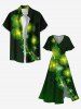Plus Size St. Patrick's Day Clover Leaf Glitter 3D Print Split Midi Dress -  