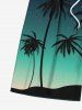 Plus Size Coconut Tree Beach Ombre Galaxy Print Hawaii Drawstring Beach Shorts For Men -  
