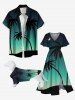 Pet's Coconut Tree Beach Ombre Galaxy Print Hawaii Button Shirt -  
