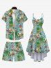 Plus Size Skull Coconut Tree Juice Pineapple Floral Currency Print Hawaii Drawstring Beach Shorts For Men -  