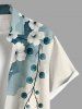 Plus Size Ombre Ink Watercolor Floral Branch Print Hawaii Button Pocket Shirt For Men -  