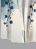 Plus Size Ombre Ink Watercolor Floral Branch Print Hawaii Button Pocket Shirt For Men -  