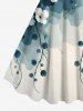 Robe Décontractée Ligne A Fleurie Branche D'Encre Imprimée de Grande Taille - Bleu S