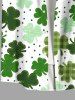Plus Size Plaid Four Leaf Clover Pin Dot Print St. Patrick's Day Hawaii Button Pocket Shirt For Men -  