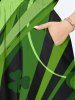 Plus Size Leaf Clover Curve Print St. Patrick's Day Hawaii Split Pocket A Line Midi Dress -  