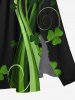 Plus Size Leaf Clover Curve Print St. Patrick's Day Hawaii Split Pocket A Line Midi Dress -  