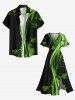 Plus Size Leaf Clover Curve Print St. Patrick's Day Hawaii Split Pocket A Line Midi Dress -  