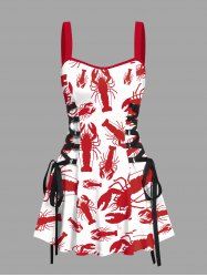 Lobster Print Lace Up Hawaii Tank Dress -  