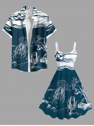 Robe Magnifique Moulante pour en Verre de Vin Hawaiien avec Imprimé Grande Taille - Vert profond 