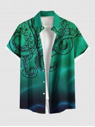 Chemise à poches boutonnées Hawaï à imprimé pieuvre grande taille pour hommes - Vert M
