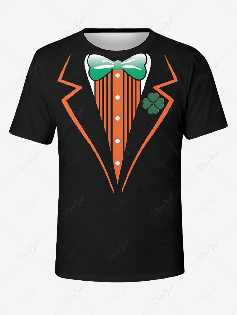 Sale Plus Size Suit Pattern Four Leaf Clover Print St. Patrick's Day Hawaii T-shirt For Men  