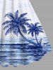 Robe T-shirt Découpée Imprimé Nuage Tropicale et Arbre Grande Taille - Blanc XXS