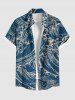 Sea Waves Retro Pattern Print Plus Size Matching Hawaii Beach Cruise Shirts Dress Outfit For Couples -  