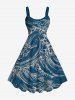 Sea Waves Retro Pattern Print Plus Size Matching Hawaii Beach Cruise Shirts Dress Outfit For Couples -  