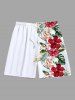 Tenue de Plage à Imprimé Fleurs et Feuilles Tropicales Grande-Taille pour Couples - NOIR 