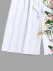 Tenue de Plage à Imprimé Fleurs et Feuilles Tropicales Grande-Taille pour Couples - NOIR 