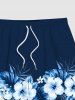 Plus Size Tropical Leaf Hibiscus Flower Print Hawaii Beach Shorts -  