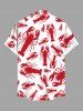 Plus Size Lobster Print Buttons Pocket Hawaii Shirt For Men -  