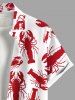 Plus Size Lobster Print Buttons Pocket Hawaii Shirt For Men -  