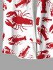 Plus Size Lobster Print Buttons Pocket Hawaii Shirt For Men -  