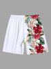 Plus Size Tropical Leaf Hibiscus Flowers Print Hawaii Beach Shorts -  
