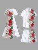 Plus Size Tropical Leaf Hibiscus Flowers Print Hawaii Beach Shorts -  