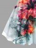 Plus Size Hibiscus Flower Tropical Leaf Watercolor Print Hawaii Tank Dress -  